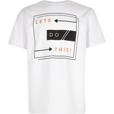 Boys white slogan print t-shirt